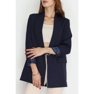 Leopar Astarlı Blazer Ceket Lacivert - 51500.1909.