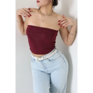 Likralı Straplez Ribana Atlet Bordo - 21922.200.