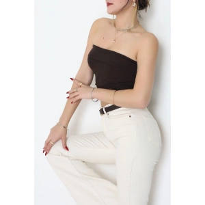 Likralı Straplez Ribana Atlet Kahve - 21922.200.