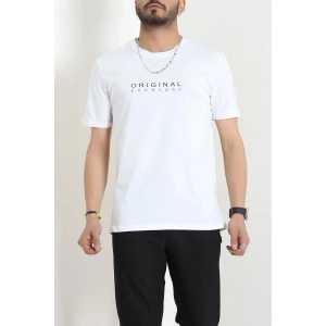 Lüx Penye Regular Baskılı Erkek Tişört Beyaz - 71261.1878.