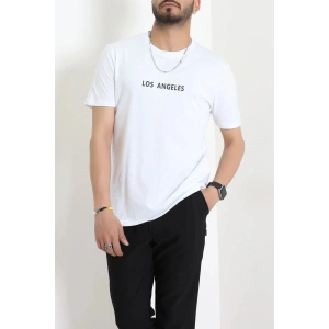 Lüx Penye Regular Baskılı Erkek Tişört Beyaz - 71262.1878.
