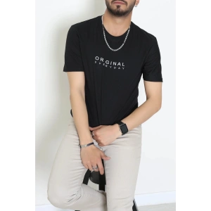 Lüx Penye Regular Baskılı Erkek Tişört Siyah - 71261.1878.