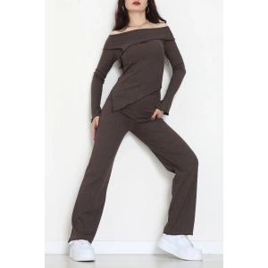 Madonna Yaka Asimetrik Kesim Takım Kahve - 55029.1567.