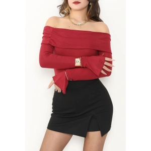 Madonna Yaka İspanyol Kol Bluz Bordo - 1046.2119.