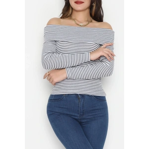 Madonna Yaka Likralı Kaşkorse Bluz Fümebeyaz - 42765.1567.