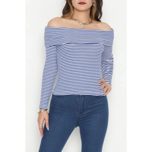 Madonna Yaka Likralı Kaşkorse Bluz Saksbeyaz - 42765.1567.