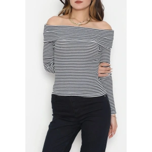 Madonna Yaka Likralı Kaşkorse Bluz Siyahbeyaz - 42765.1567.