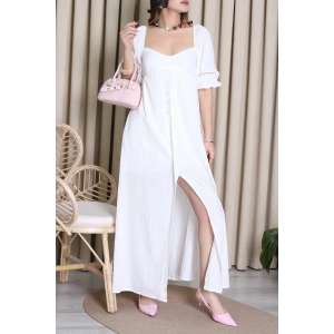 Maxi Boy Gofre Elbise Ekru - 6010.483.