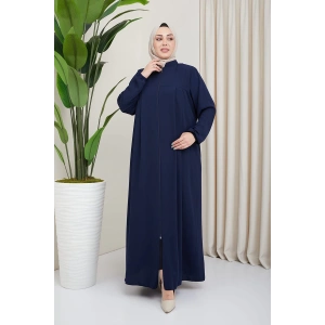 Medine İpeği Tesettür Pile Detaylı Ferace MDC-0165 lacivert