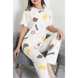 Milan Alt Üst Aynı Pijama Takımı Beyazkahve - 792.1287.
