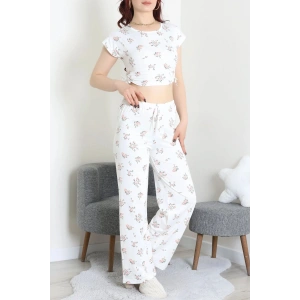 Milan Büzgülü Pijama Takımı Beyaz - 32254.1857.