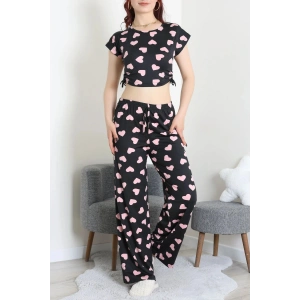 Milan Büzgülü Pijama Takımı Siyahpembe - 32254.1857.