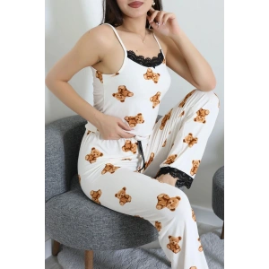 Milan İp Askılı Pijama Takımı Krembej - 320.1287.