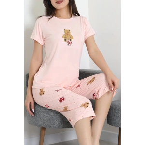 Milan Kapri Baskılı Pijama Takımı Somon - 629.1287.