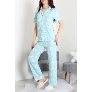Milan Kumaş Düğmeli Pijama Takımı Mint - 750.1287.