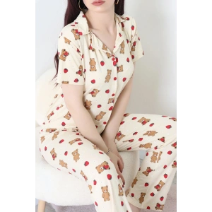 Milan Kumaş Düğmeli Pijama Takımı Tenayı - 750.1287.