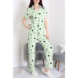 Milan Kumaş Düğmeli Pijama Takımı Yeşil - 750.1287.