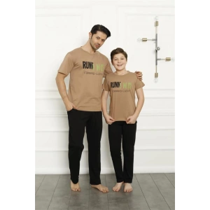 Moda Çizgi Baba Oğul Bej Aile Pijama Takım Ayrı Ayrı Satılır 50102