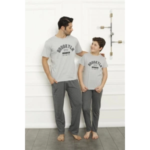 Moda Çizgi Baba Oğul Gri Aile Pijama Takım Ayrı Ayrı Satılır 50102