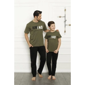 Moda Çizgi Baba Oğul Haki Aile Pijama Takım Ayrı Ayrı Satılır 50102