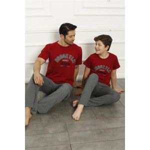 Moda Çizgi Baba Oğul Kırmızı Aile Pijama Takım Ayrı Ayrı Satılır 50102