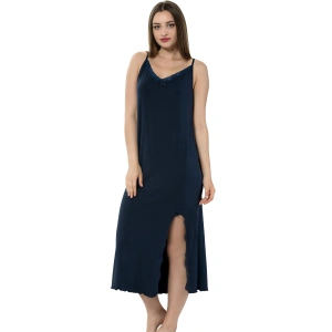 Moda Çizgi Bayan İp Askılı Uzun Gecelik 911