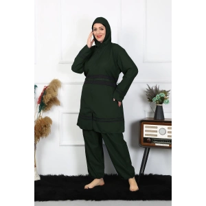Moda Çizgi Büyük Beden Tesettür Mayo 60-62-64-66 Beden Haki 55015