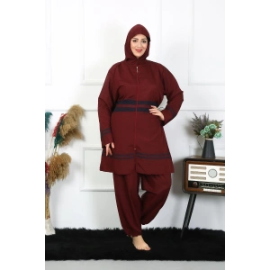 Moda Çizgi Büyük Beden Tesettür Mayo 7XL-8XL-9XL-10XL Bordo 55010