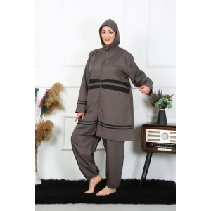 Moda Çizgi Büyük Beden Tesettür Mayo 7XL-8XL-9XL-10XL Füme 55010