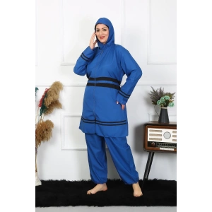 Moda Çizgi Büyük Beden Tesettür Mayo 7XL-8XL-9XL-10XL İndigo 55010