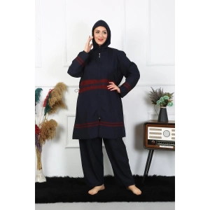Moda Çizgi Büyük Beden Tesettür Mayo 7XL-8XL-9XL-10XL Lacivert 55010