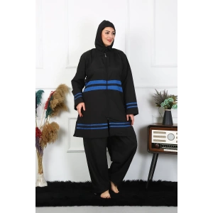 Moda Çizgi Büyük Beden Tesettür Mayo 7XL-8XL-9XL-10XL Siyah 55011