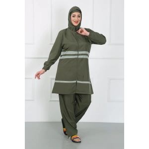 Moda Çizgi Büyük Beden Tesettür Mayo Haki 44020