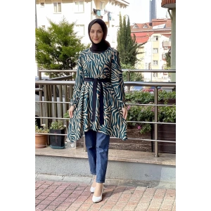 Moda Çizgi Desenli Tunik