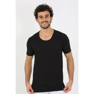 Moda Çizgi Erkek Açık Yaka Siyah Penye Atlet 6565