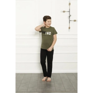 Moda Çizgi Erkek Çocuk Pamuk Kısa Kollu Pijama Takımı 20384