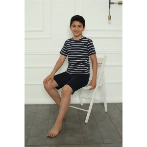 Moda Çizgi Erkek Çocuk Penye Şortlu Pijama Takım 20394