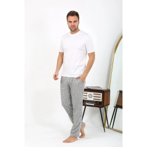 Moda Çizgi Erkek Ekoseli Desen Penye Tek Alt Pijama 27540 Gri