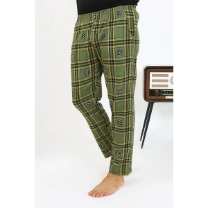 Moda Çizgi Erkek Ekoseli Desen Penye Tek Alt Pijama 27540 Haki