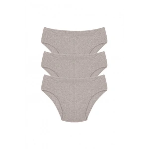Moda Çizgi Erkek Pamuk 3lü Gri Slip 40129