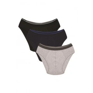 Moda Çizgi Erkek Pamuk 3lü Siyah Laci Gri Likralı Slip