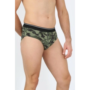 Moda Çizgi Erkek Pamuk Desenli Likralı Slip Haki 40131