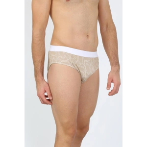 Moda Çizgi Erkek Pamuk Desenli Likralı Slip Krem 40131