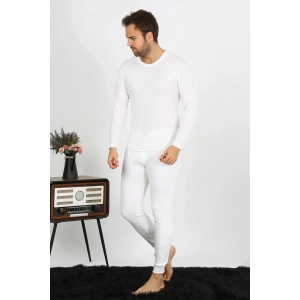 Moda Çizgi Erkek Pamuk Ekru İçlik Takım 19103