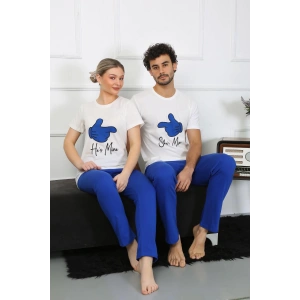 moda çizgi Erkek Pamuk Penye Sevgili Kombini Pijama Takımı Beyaz 50129 Tek Takım Fiyatıdır
