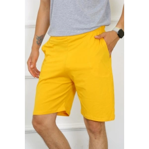 Moda Çizgi Erkek Pamuk Sarı Şort 27484