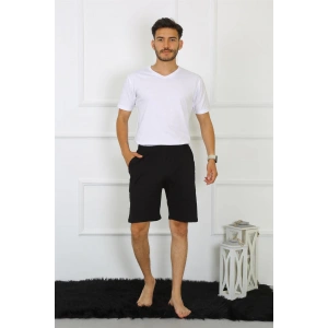 Moda Çizgi Erkek Pamuk Siyah Şort 27484
