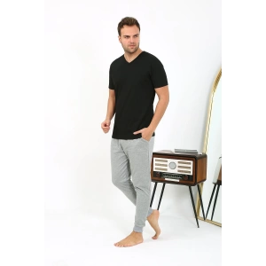 Moda Çizgi Erkek Pamuk Tek Alt Pijama Gri 27551