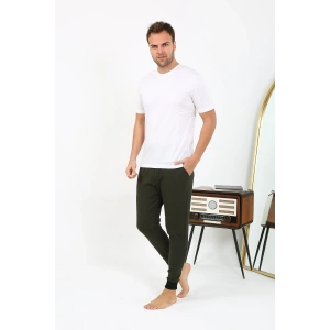 Moda Çizgi Erkek Pamuk Tek Alt Pijama Haki 27551