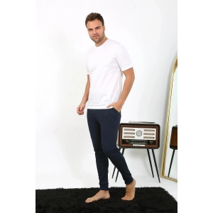 Moda Çizgi Erkek Pamuk Tek Alt Pijama Lacivert 27551